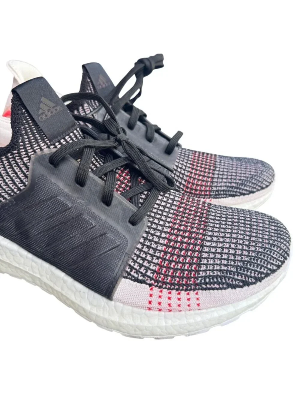 Adidas Ultraboost 19 Mens Running Shoes Sz 10 Black White Pink Primeknit Sneaker